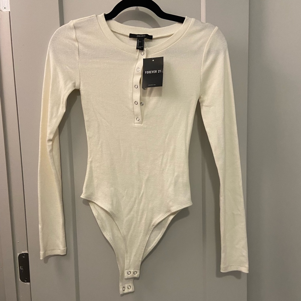 Cream white long sleeve bodysuit